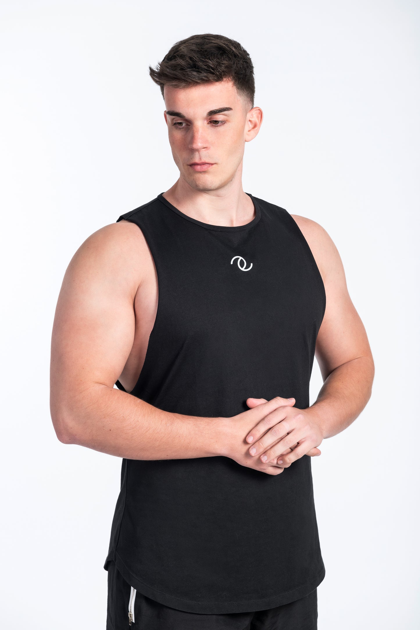 PSYCHOGYM Collection wide strap tank top t-shirt.