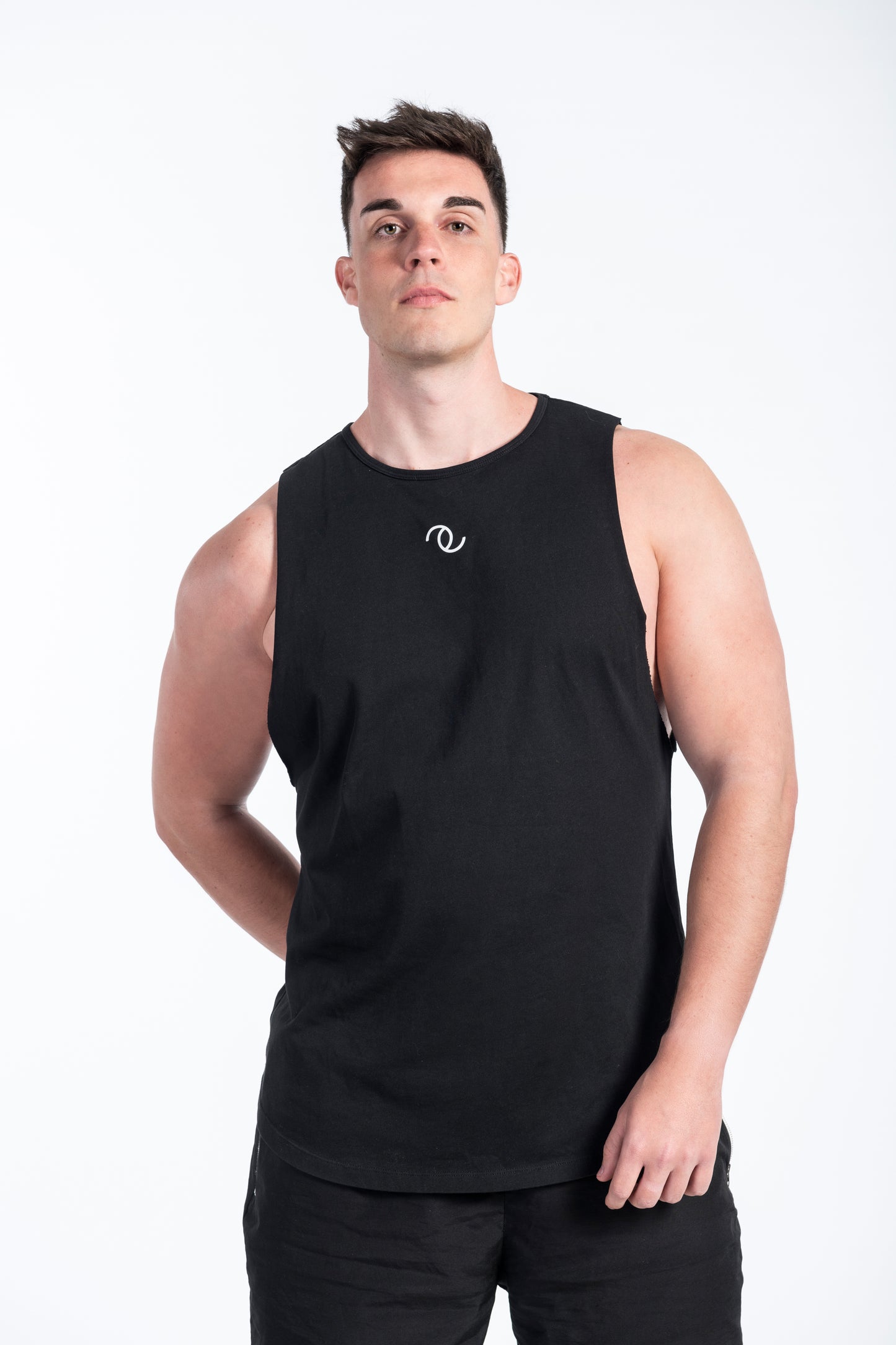 PSYCHOGYM Collection wide strap tank top t-shirt.